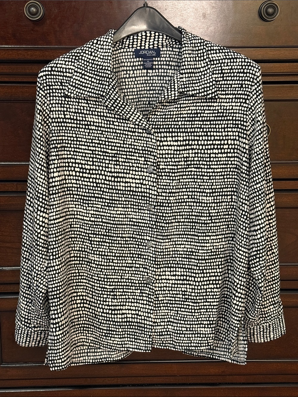 Jordan by Blue Label Black and White Dot Print Button-Front Shirt